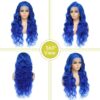 Blue Lace Front Wig Human Hair 13x4 HD Body Wave Human Hair Lace Front Wigs Pre Plucked Colored Blue Lace Front Wig 180% Desity - 13x6 Lace / Yes（+）