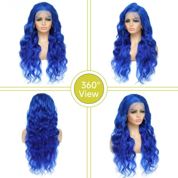 Blue Lace Front Wig Human Hair 13x4 HD Body Wave Human Hair Lace Front Wigs Pre Plucked Colored Blue Lace Front Wig 180% Desity - 13x6 Lace / Yes（+）