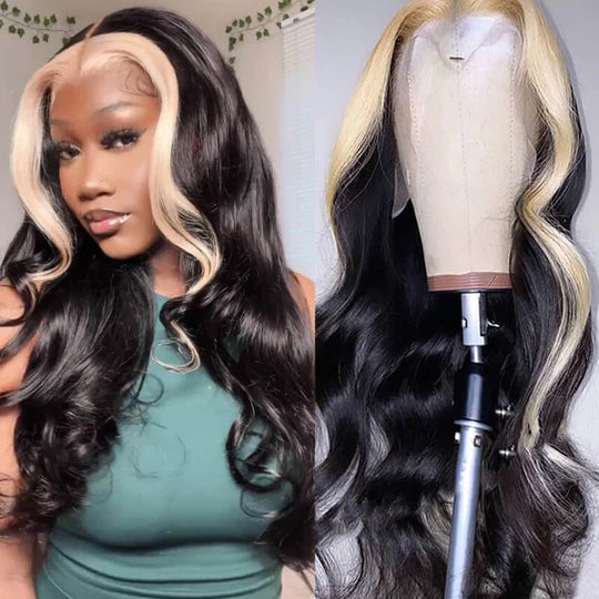 613/1B Highlight Color Wig Body Wave 4x4/13x4/13x6 Lace Front Wig Human Hair Wig - 4x4 Lace / NO / 22inch