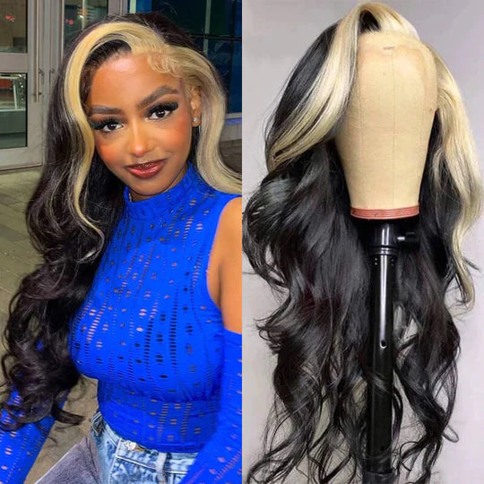 613/1B Highlight Color Wig Body Wave 4x4/13x4/13x6 Lace Front Wig Human Hair Wig - 4x4 Lace / NO / 22inch