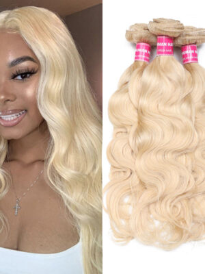 Sunber Hair Blonde 613 Hair Weave 3 Bundles Body Wave Virgin Human Hair Weft - 12 12 12