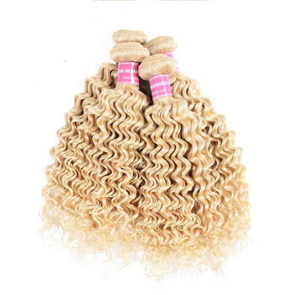 Sunber 4 Bundles 613 Deep Wave Hair Double Hair Weft, 100% Human Hair - 10 10 12 12