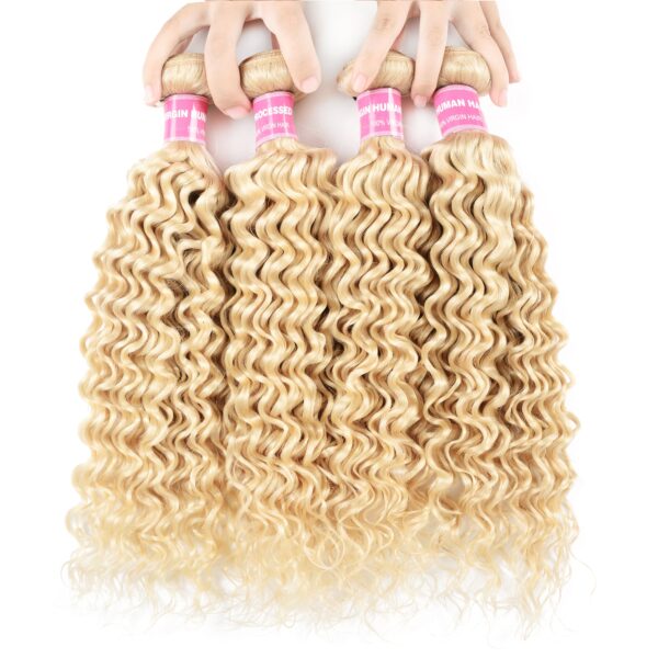 Sunber 4 Bundles 613 Deep Wave Hair Double Hair Weft, 100% Human Hair - 10 10 12 12