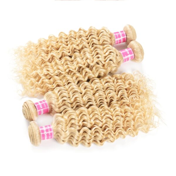 Sunber 4 Bundles 613 Deep Wave Hair Double Hair Weft, 100% Human Hair - 10 10 12 12