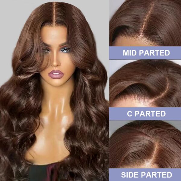 Pre-Cut Lace Wear Go Glueless Wig Dark Brown Pure Color Body Wave Breathable - 4x4 Lace / 180% Density / 14 inch