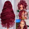 Pre-Cut Lace Wear Go Glueless Wig Burgundy Pure Color Body Wave Breathable - 4x4 Lace / 180% Density / 32 inch
