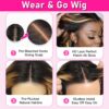 Pre-Cut Lace Wear Go Glueless Wig Black With Honey Blonde Piano Color Body Wave Breathable - 4x4 Lace / 150% Density / 32 inch