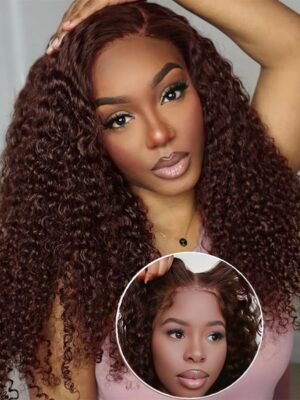 Pre-Cut Lace Wear Go Glueless Wig Dark Brown Pure Color Curly Breathable - 4x4 Lace / 150% Density / 14 inch