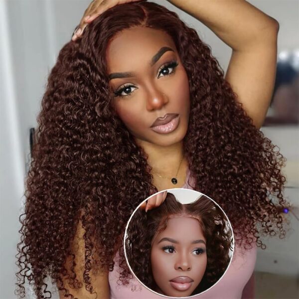Pre-Cut Lace Wear Go Glueless Wig Dark Brown Pure Color Curly Breathable - 13x4 Lace / 180% Density / 20 inch