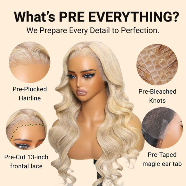 Extra 70% Off Sunber Layered Cut Dusty Blonde Body Wave Pre-Everything 13X4 Frontal Human Hair Wigs - 22