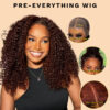 Sunber Reddish Brown Jerry Curly Pre Cut Glueless Lace Wig Human Hair Wigs Flash Sale - 24 / 6x4.75 Pre-Cut Lace