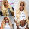 Sunber Hair 3 Bundles 613 Blonde Body Wave Human Hair Weaves With 4X4 Lace Closure - 14 16 18+14