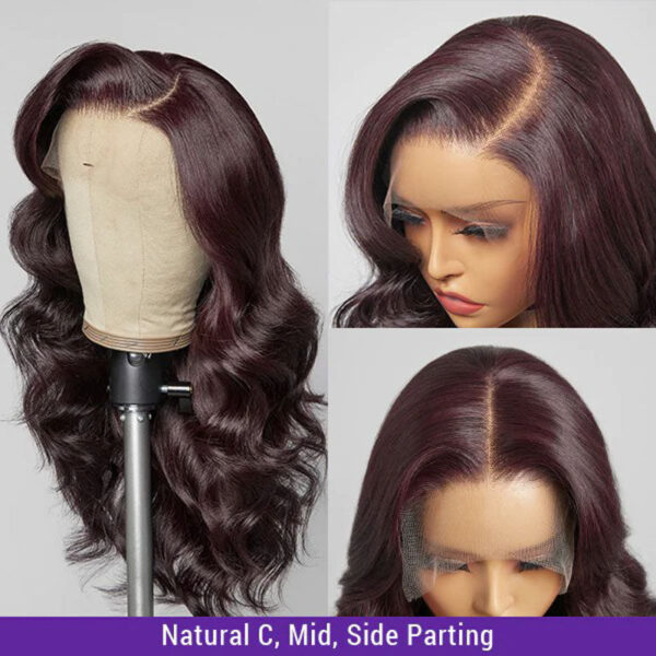 New Color Deep Purple Color Body Wave Wig Transparent Frontal HD Lace Wig 180% Density Hair Wig - 13x4 Lace / No / 16inch