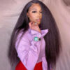 Sunber Kinky Straight Glueless Wig Invisible 5*5 HD Lace Wig Human Hair - 24 / 5*5 HD Lace-180% Density