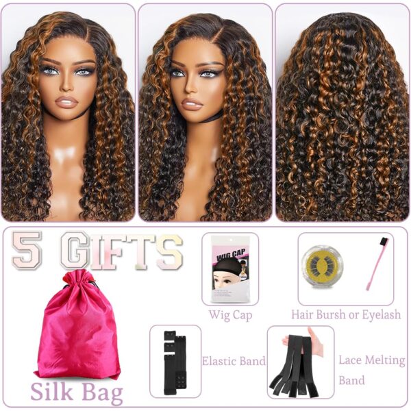 Wear Go Pre-Cut Lace Black With Copper Color Curly Breathable Cap Glueless Wig - 4x4 Lace / 180% / 20 inch