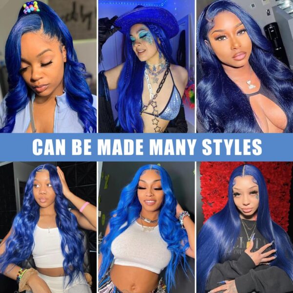 Blue Lace Front Wig Human Hair 13x4 HD Body Wave Human Hair Lace Front Wigs Pre Plucked Colored Blue Lace Front Wig 180% Desity - 13x6 Lace / Yes（+）