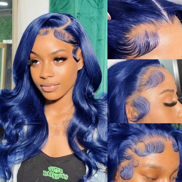 Blue Lace Front Wig Human Hair 13x4 HD Body Wave Human Hair Lace Front Wigs Pre Plucked Colored Blue Lace Front Wig 180% Desity - 13x6 Lace / Yes（+）