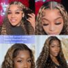 Pre-Cut Lace Wear Go Glueless Wig Black With Honey Blonde Piano Color Curly Breathable - 4x4 Lace / 150% Density / 14 inch