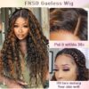 Wear Go Pre-Cut Lace Black With Copper Color Curly Breathable Cap Glueless Wig - 4x4 Lace / 180% / 20 inch