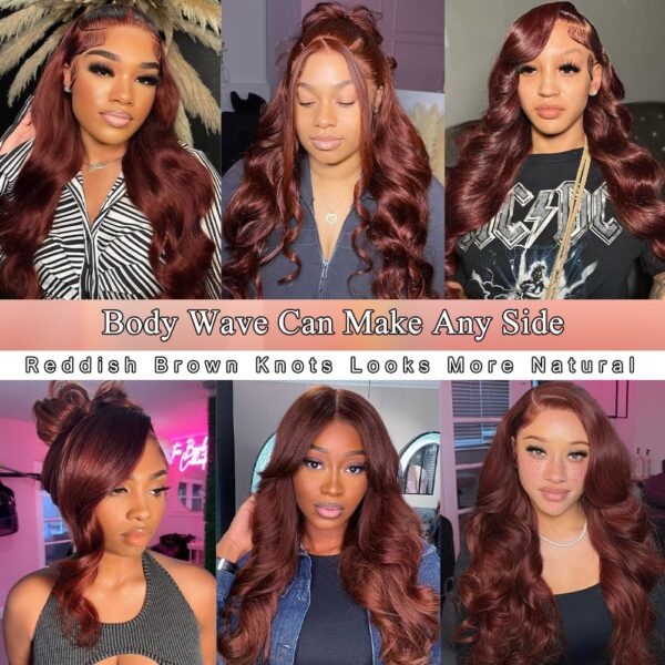Pre-Cut Lace Wear Go Glueless Wig Reddish Brown Pure Color Body Wave Breathable - 13x4 Lace / 180% Density / 16 inch