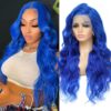 Blue Lace Front Wig Human Hair 13x4 HD Body Wave Human Hair Lace Front Wigs Pre Plucked Colored Blue Lace Front Wig 180% Desity - 13x6 Lace / Yes（+）