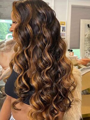 Pre-Cut Lace Wear Go Glueless Wig Black With Honey Blonde Piano Color Body Wave Breathable - 4x4 Lace / 150% Density / 32 inch