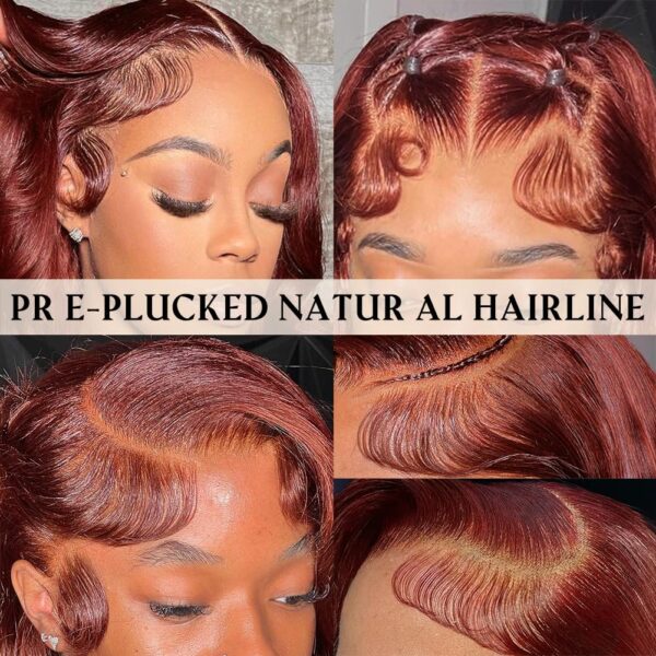 Pre-Cut Lace Wear Go Glueless Wig Reddish Brown Pure Color Body Wave Breathable - 13x4 Lace / 180% Density / 16 inch
