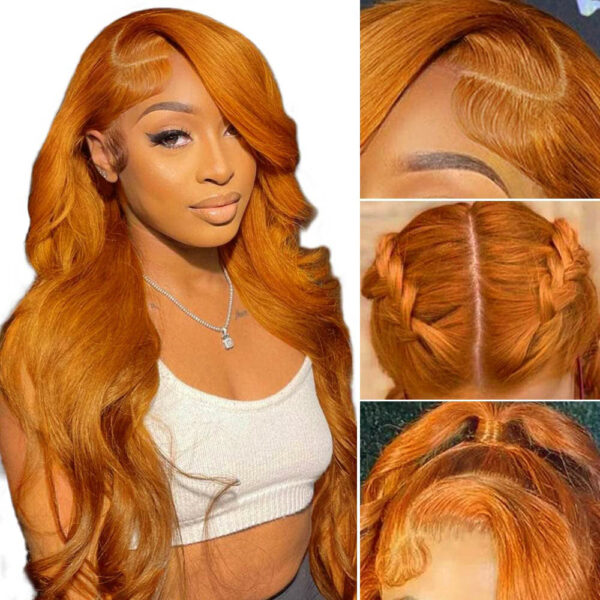 Pre-Cut Lace Wear Go Glueless Wig Ginger Orange Pure Color Body Wave Breathable - 5x5 Lace / 150% Density / 20 inch