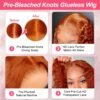 Pre-Cut Lace Wear Go Glueless Wig Ginger Orange Pure Color Curly Breathable - 5x5 Lace / 180% Density / 24 inch