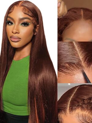 Pre-Cut Lace Wear Go Glueless Wig Dark Brown Pure Color Straight Breathable - 4x4 Lace / 150% Density / 28 inch