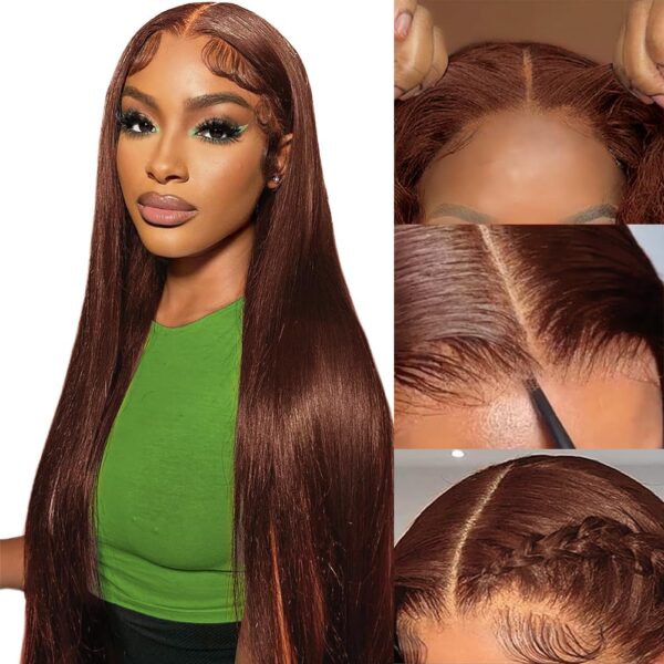 Pre-Cut Lace Wear Go Glueless Wig Dark Brown Pure Color Straight Breathable - 4x4 Lace / 180% Density / 26 inch