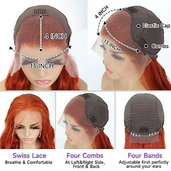 Glueless Wig Ginger Wig 13x4 Transparent HD Lace Front Wigs Body Wave Wig - 13x4 Lace / 150% / 28inch