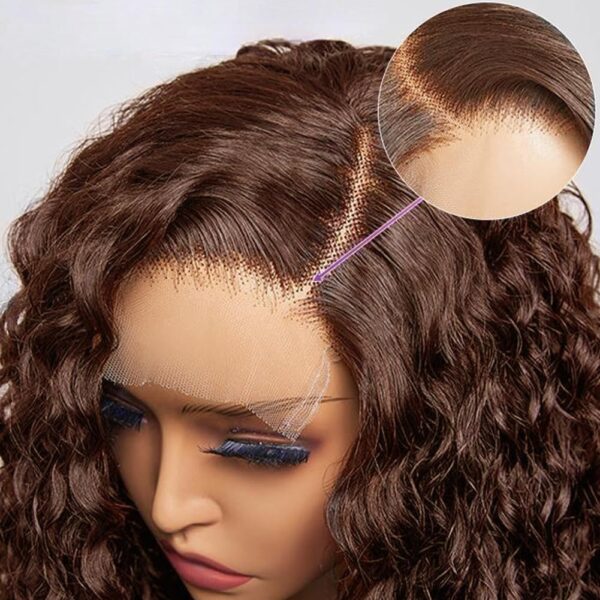 Pre-Cut Lace Wear Go Glueless Wig Dark Brown Pure Color Curly Breathable - 13x4 Lace / 180% Density / 20 inch