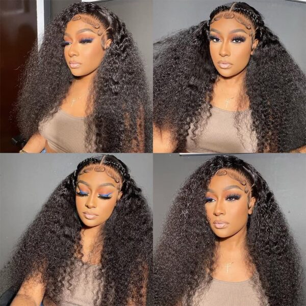 Jerry Curly Natural Black Wig Human Hair Wig Lace Front Wigs Fre-Cut Wigs 150% Density - 4x4 Lace / No / 24 inch