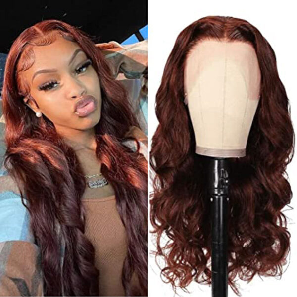 Body Wave Wig 150% Density Reddish Brown Wig 360 Lace Wigs Human Hair Wig - 360 Lace / 150% / 30inch