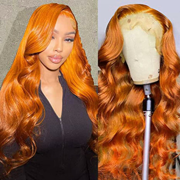 Glueless Wig Ginger Wig 13x4 Transparent HD Lace Front Wigs Body Wave Wig - 13x4 Lace / 150% / 28inch
