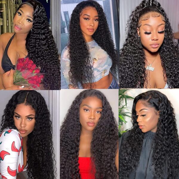 Jerry Curly Natural Black Wig Human Hair Wig Lace Front Wigs Fre-Cut Wigs 150% Density - 4x4 Lace / No / 24 inch
