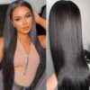 Pre-Cut Glueless Wig Natual Black Straight Human Hair Beginner Wear & Go Wigs - 4x4 Lace / 150% / 22 inch