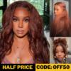 50% OFF Sunber Kinky Straight Reddish Brown Lace Front Wig Dark Auburn Copper Color Human Hair Wigs - 22 / 13*4 Lace Frontal