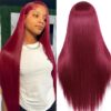 Glueless Tiny Knot Transparent Lace 7x4 Lace Black Straight Wig With Bleached Knots - 99J / 28 inch