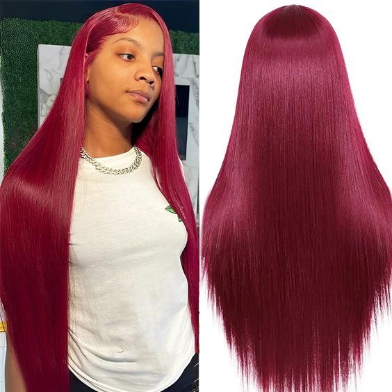 Glueless Tiny Knot Transparent Lace 7x4 Lace Black Straight Wig With Bleached Knots - 99J / 28 inch