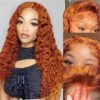 Ginger Color Wig Curly Wig 180% Density 4*4/13*4/13*6 Lace Front Wig - 13x4 Lace / Yes / 18inch
