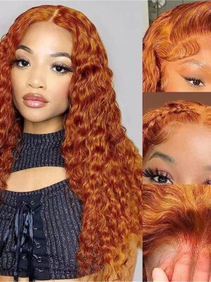 Ginger Color Wig Curly Wig 180% Density 4*4/13*4/13*6 Lace Front Wig - 13x6 Lace / Yes / 28inch