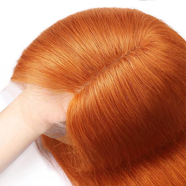 Glueless Wig Ginger Color Wig 13x4 Lace Body Wave Human Hair 180% Density Wig - 5x5 Lace / 180% / 14 inch
