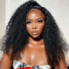 Flash Sale 0 Off Sunber Afro Kinky Curly 5x5 HD Transparent Lace Closure Wig 180% Density Glueless Human Hair Wig - 28