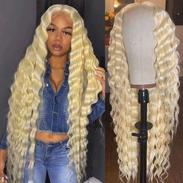 Glueless Wigs Honey Blonde Color Loose Wave Wig HD Lace Front Wig Any Part - 13x4 lace / 180% / 22 inch