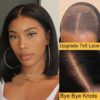 Sunber 0 Off Blunt Cut Bob Pre-Cut Lace Wigs 7x5 Lace Closure Human Hair Wig Pre-plucked - 14 /  7*5 Bye Bye Knots / Yaki Straight