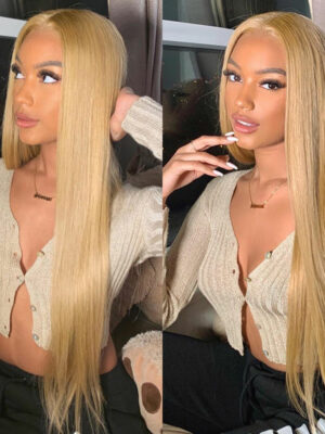 Honey Blonde Color With Straight Hair 4x4/13x4/13x6 Closure Lace Wig 180% Density Huamn Hair - 4x4 Lace / Yes（+） / 16