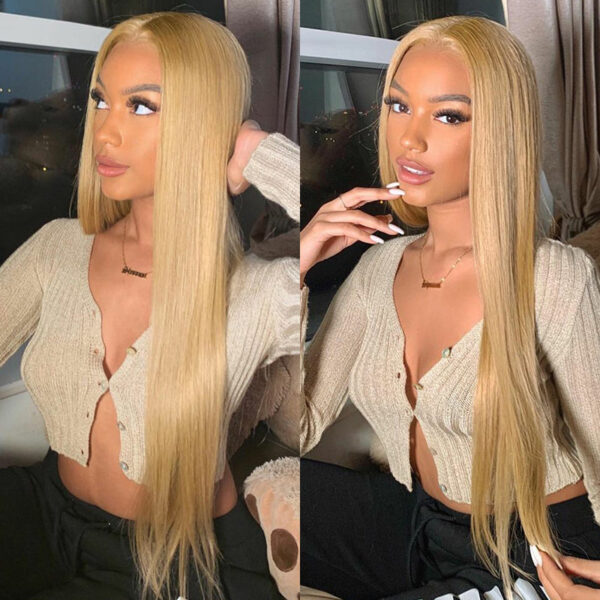 Honey Blonde Color With Straight Hair 4x4/13x4/13x6 Closure Lace Wig 180% Density Huamn Hair - 13x4 Lace / Yes（+） / 32