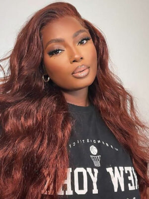 Body Wave Wig 150% Density Reddish Brown Wig 360 Lace Wigs Human Hair Wig - 360 Lace / 180% / 32inch